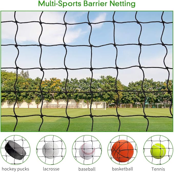 Baseball Softball Backstop Nets, Heavy Duty Sports Netting Barrier #18 Nylon Baseball Netting 10'x20'/10'x30'(Net Only)