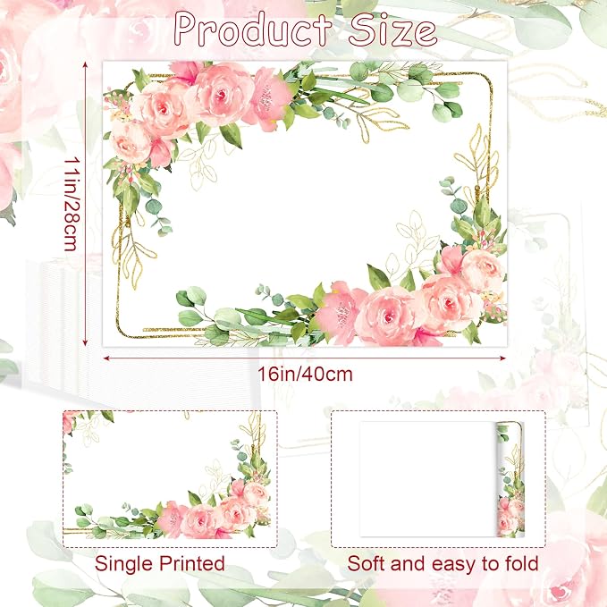 Paper Placemats Disposable 50 Pack Floral Placemat Disposable Place Mats 16 x - Image 2