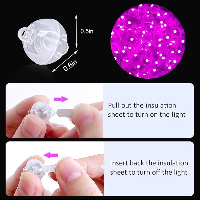 ZGWJ 50PCs Pink Balloon Lights Mini, Battery Powered, Long Standby Time - Image 4