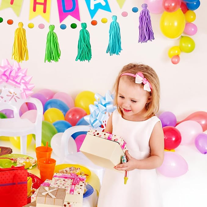 3Pcs Boho Tassel Garland 130cm/51in Long 12 Balls | Rainbow Felt Ball & Pom Pom - Image 5