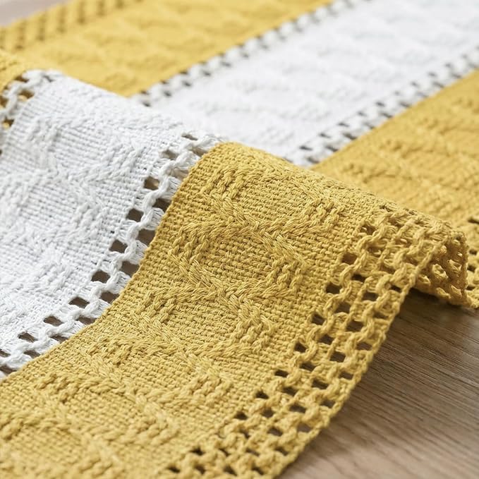 Artoid Mode Yellow Farmhouse Woven Table Runner 12x60 Inch | Holiday Rustic - Image 6