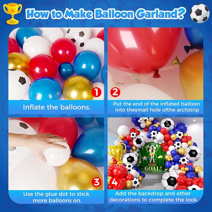 Soccer Party Decorations 161Pcs, Soccer Balloon Garland Arch Kit - Image 3