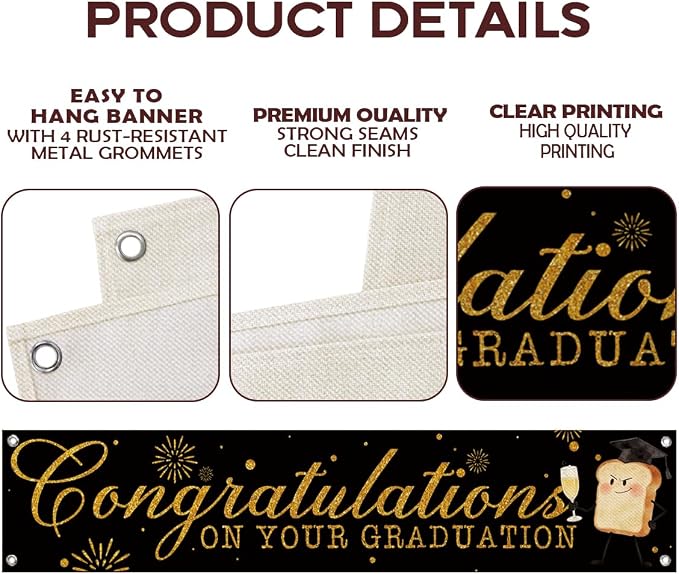 Graduation Party Banner Decor, Congratulations on Your Graduation Hanging Sign - Image 3