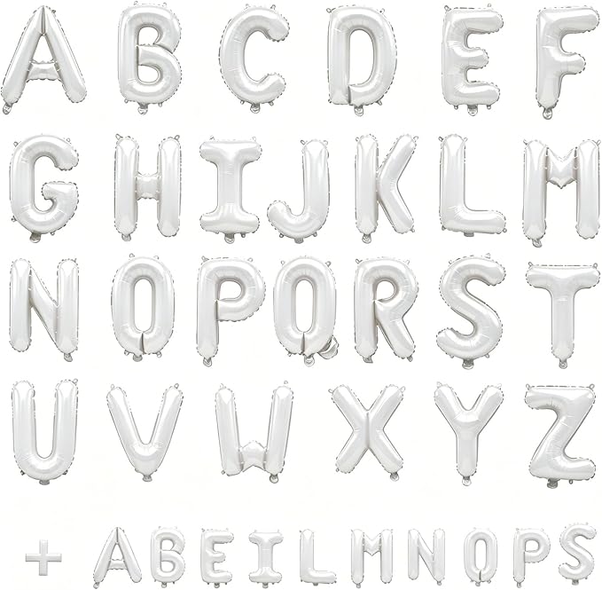 36 Pcs White Letter Balloons, Custom A-Z Set - Image 2