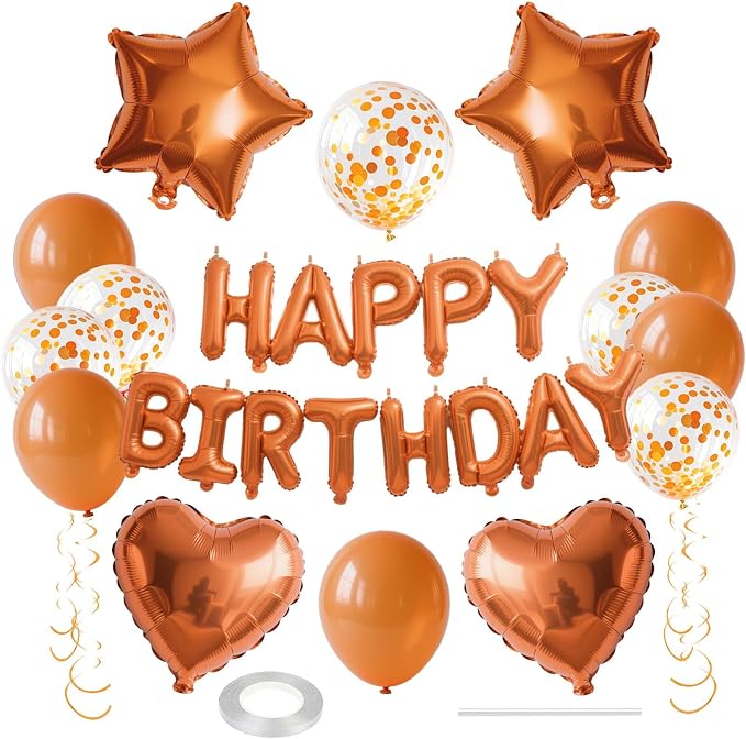 27 Pcs Orange Birthday Decorations, 3D Letters Orange Happy Birthday Balloon by WEIKA
