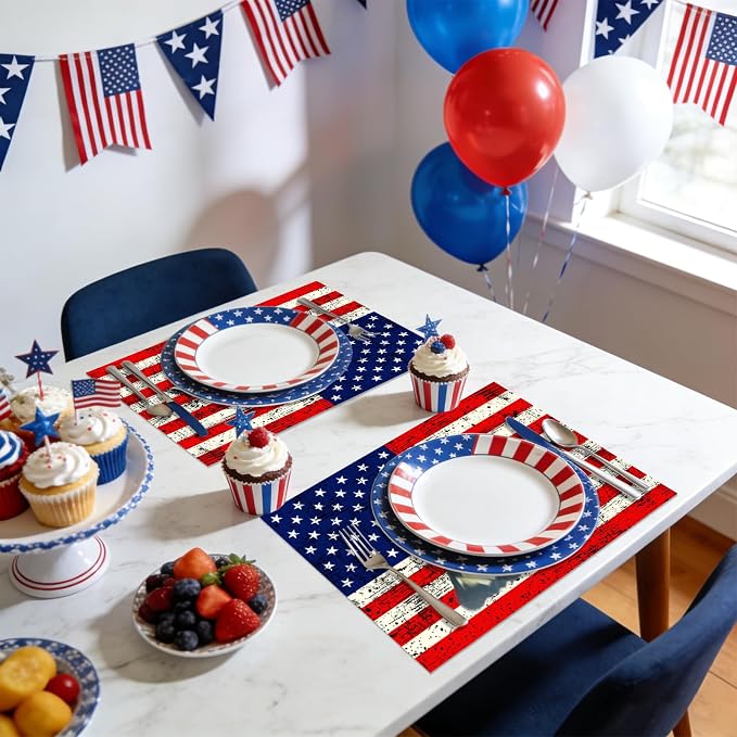 50Pcs Patriotic Disposable Paper Placemats American Flag Vintage Table Mats | - Image 6