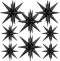 Black Star Balloons, Large Spike Balloons | 22 Inch Star Balloons, One-Piece by Adeyoo
