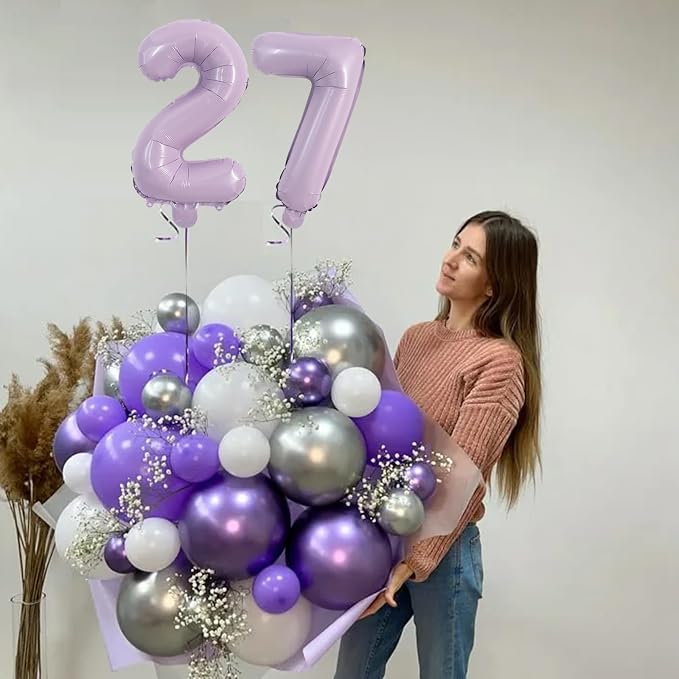 TONIFUL 16 Inch 10 Pcs Light Purple 0-9 Birthday Number Balloons | Small Custom - Image 5