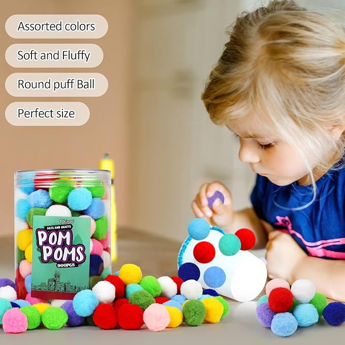 Phinus 200 PCS Pom Poms, 1 Inch Pompoms - Image 3