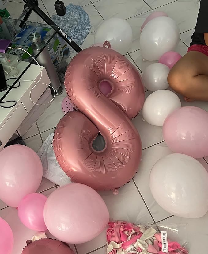 Pastel Pink 8 Balloons, 40 Inch Large Light Pink Foil Number Balloons 0-10 - Image 3