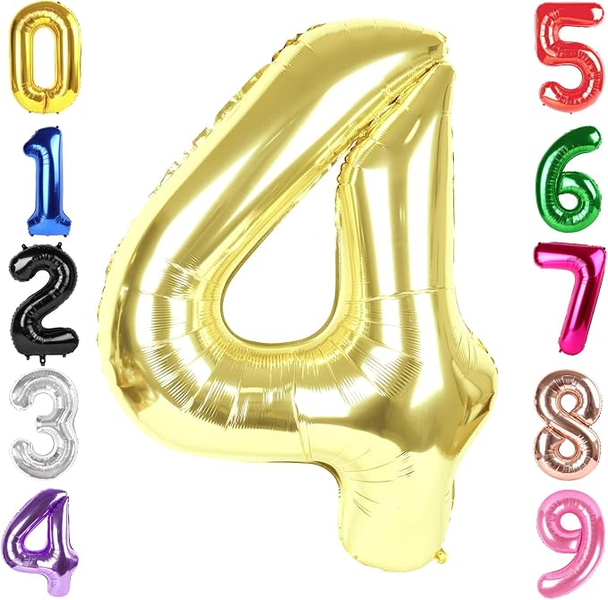 40 Inch Light Gold Number 4 Balloon, Champagne Birthday Party Decorations | 40 by Hadoife
