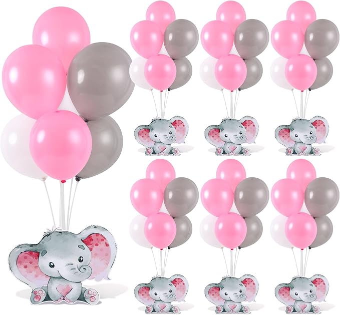 6 Sets Elephant Baby Shower Balloon Stand Kit by Unknown