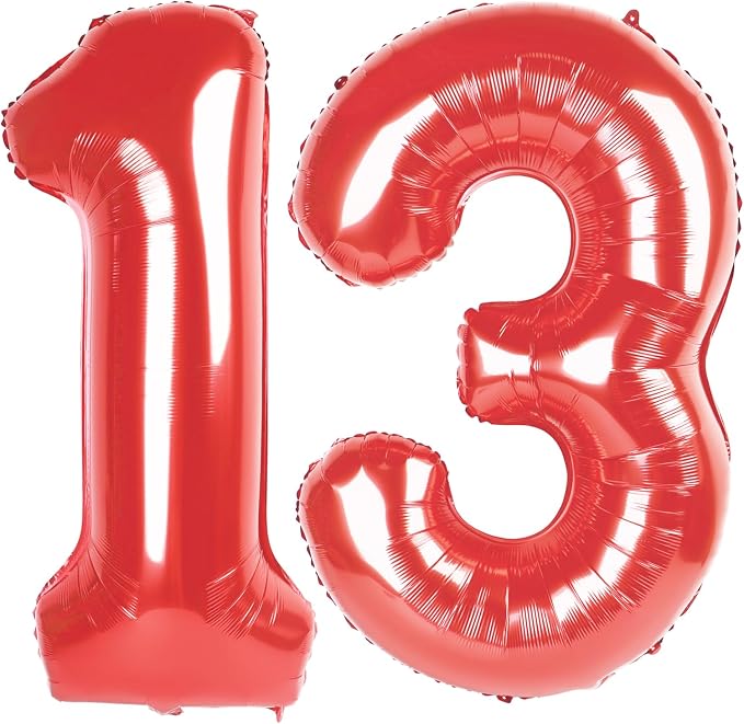 Red 13 Balloon - Number Balloon 40 Inch, 13th Red Birthday Decorations | Large by IWERP