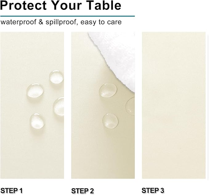 Hiasan Champagne Rectangle Tablecloth - Waterproof and Spillproof Washable Fabric Table Cloth for Dining Room Kitchen Party and Outdoor, 60 x 84 Inch