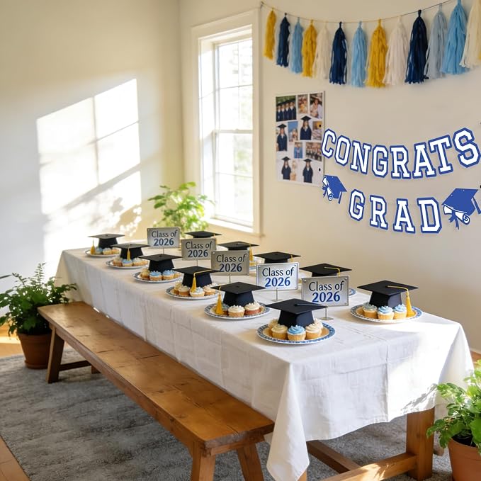 Congrats Grad Banner Graduation Party Banner Decoration Hanging Garland High - Image 4
