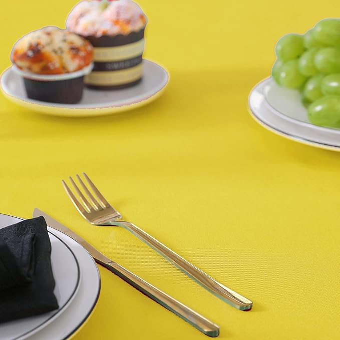 Rectangle Tablecloth 60x102 inch Washable Polyester Fabric Table Cloth for Wedding Party Dining Banquet Decoration（60x102, Yellow）
