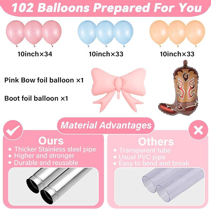 2 Sets Boots or Bows Gender Reveal Decoration Balloon Column Stand Kit - Image 3
