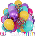 68Pcs Pink Purple Blue Balloon 12 Inch Confetti Balloons Yellow Teal Balloon by KUULBELAballoons