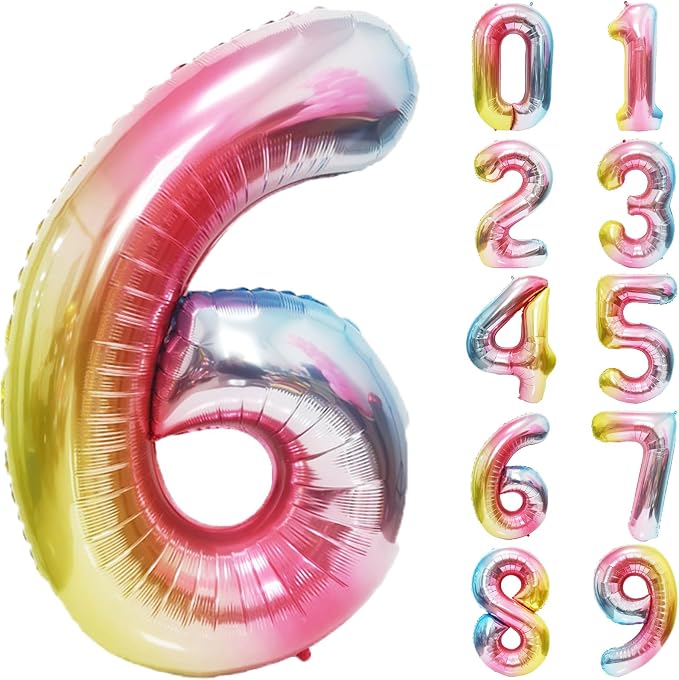 Rainbow Number Balloons Birthday Balloons by United-UnicornsParty