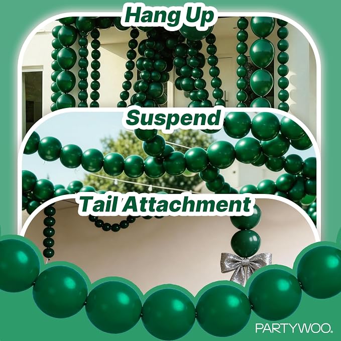 PartyWoo Dark Green Linking Balloons 100pcs 6 Inch Emerald Link Balloons | - Image 6