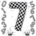 Number 7 Balloon for Boys, Giant Checkered Self Inflating Number 0-9 Set Decor by Isndare