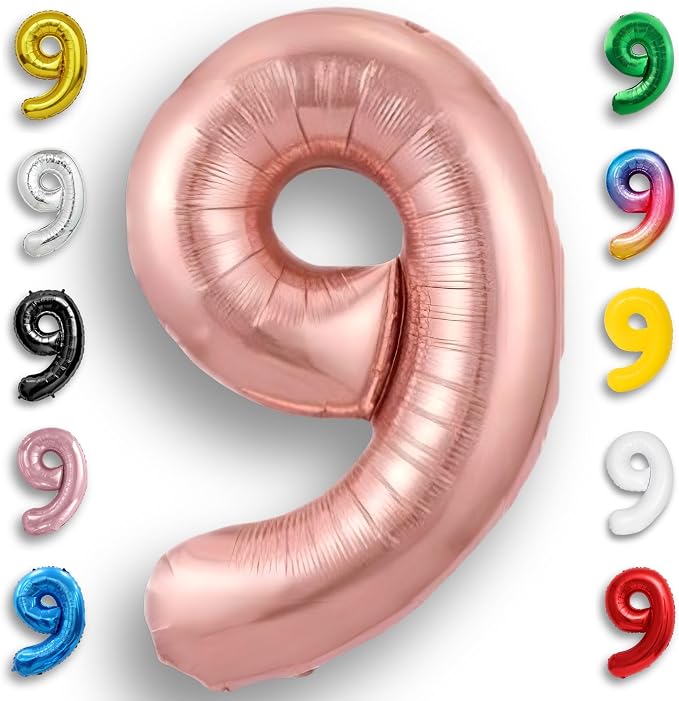 Rose Gold Number Balloon 9 Mylar Foil Balloons 40 inch by Unknown