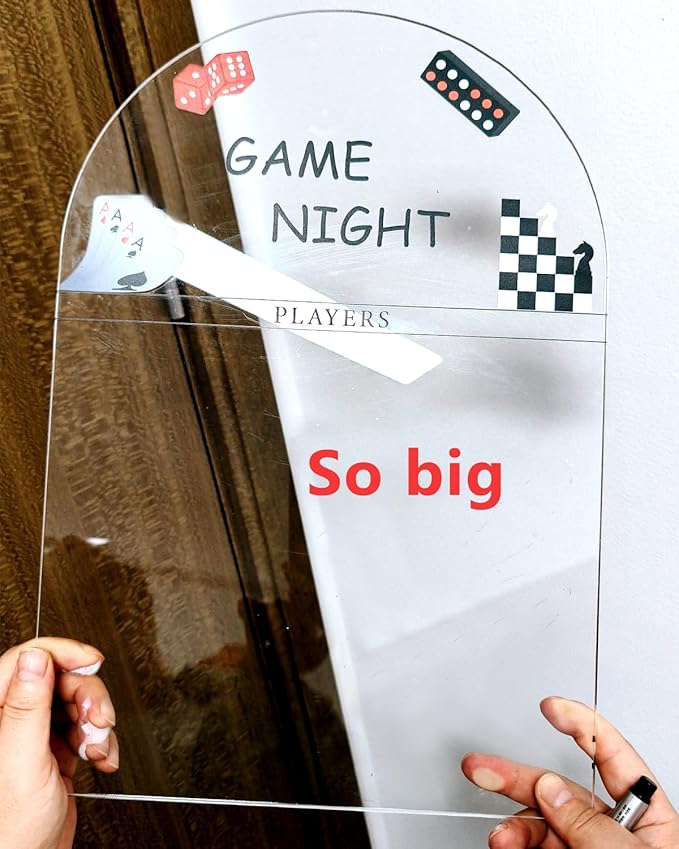 Personalized Family Game Night Scoreboard – Custom Dry Erase Score Tracker Board with Marker, Reusable Acrylic Game Scoreboard (11X16)