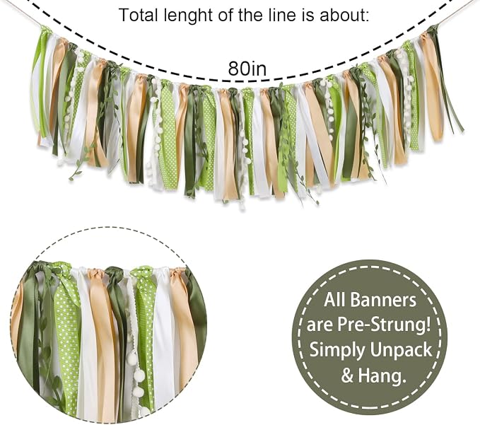 Greenery Ivory Gold Ribbon Garland - Image 2