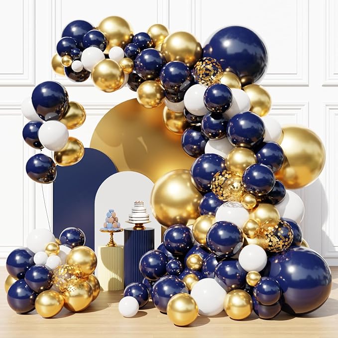 Blue and Gold Balloons Arch Kit, 18 12 10 5 inch, by FHEKFNG