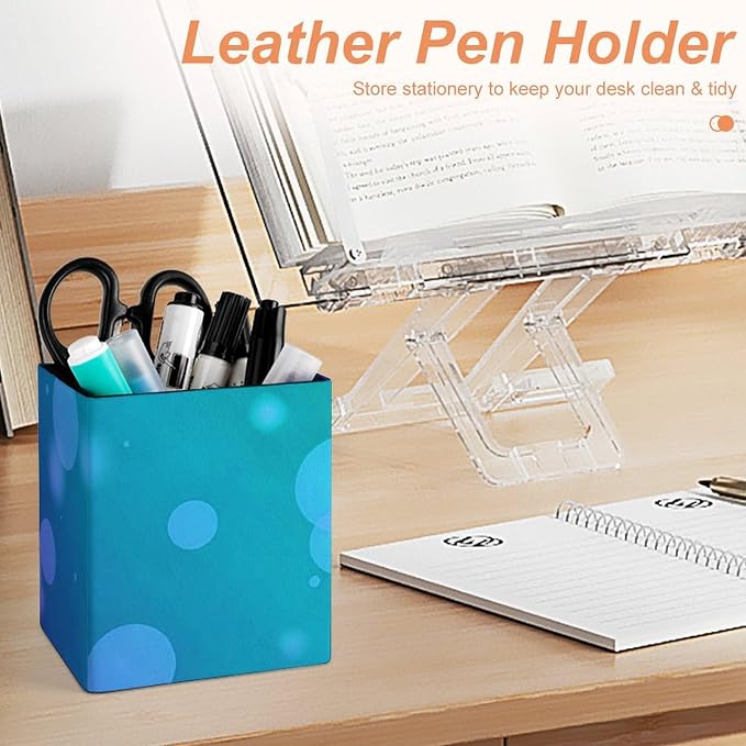 Square Pens Pencils Holder Cup PU Leather Desktop Stationery Organizer Case New - Image 4