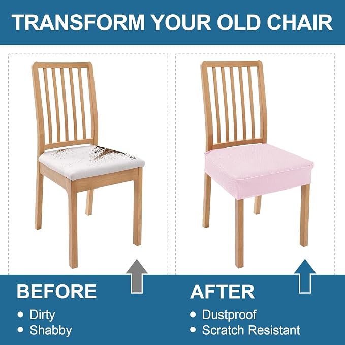 Smiry Waterproof Seat Covers for Dining Room Chairs, No Rear Covers | Stretch - Image 7