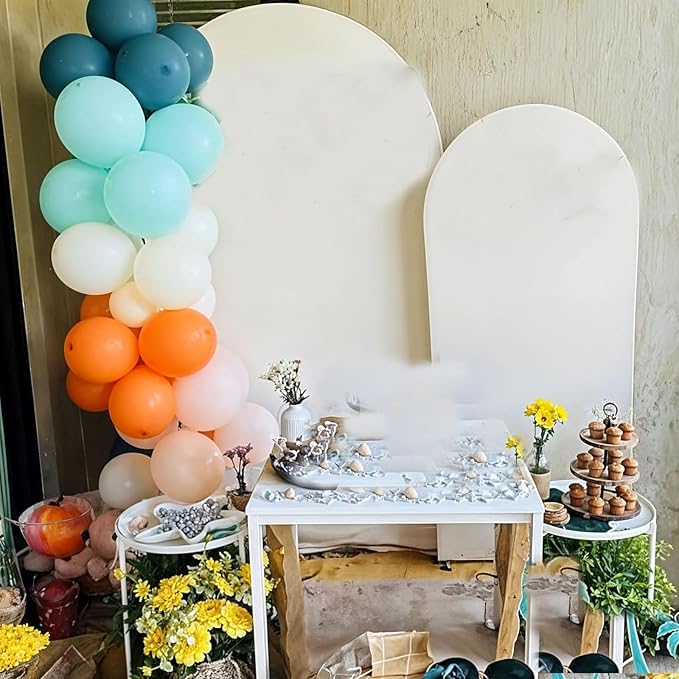 HILAVO Orange and Blue Balloons Arch Kit Retro Dusty Blue Teal Orange Ivory - Image 2