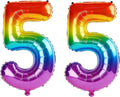 40 Inch Number 55 Balloons for 55th Birthday Party Decorations, 0-100 Rainbow by FOBELEC