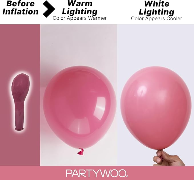 PartyWoo Mauve Dusty Balloons 140pcs Pink Rose Color 18 12 10 5 Inch | 18 12 10 - Image 3