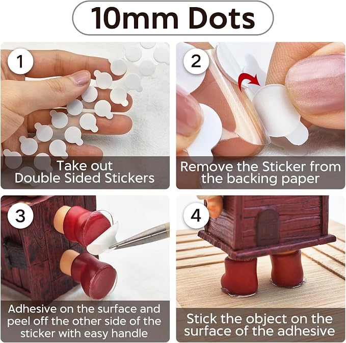 JIEHENG 500Pcs Double Sided Stickers Removable, 0.4" Double Sided Adhesive Dots - Image 2
