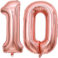 Rose Gold 10 Number Balloons, 40 Inch Giant Number 10 Balloons Foil Mylar by Lovoir