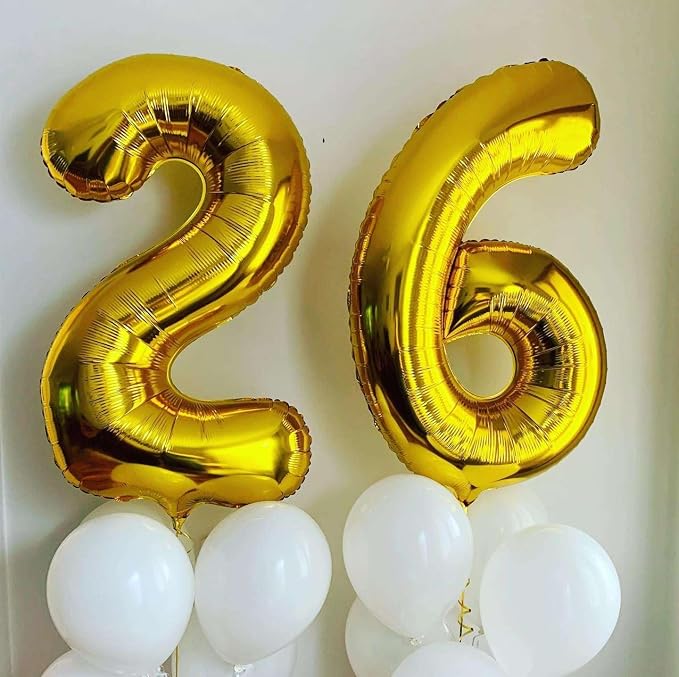 Gold 26 Number Balloons, 40 Inch Giant Number 26 Balloons Foil Mylar Helium - Image 5