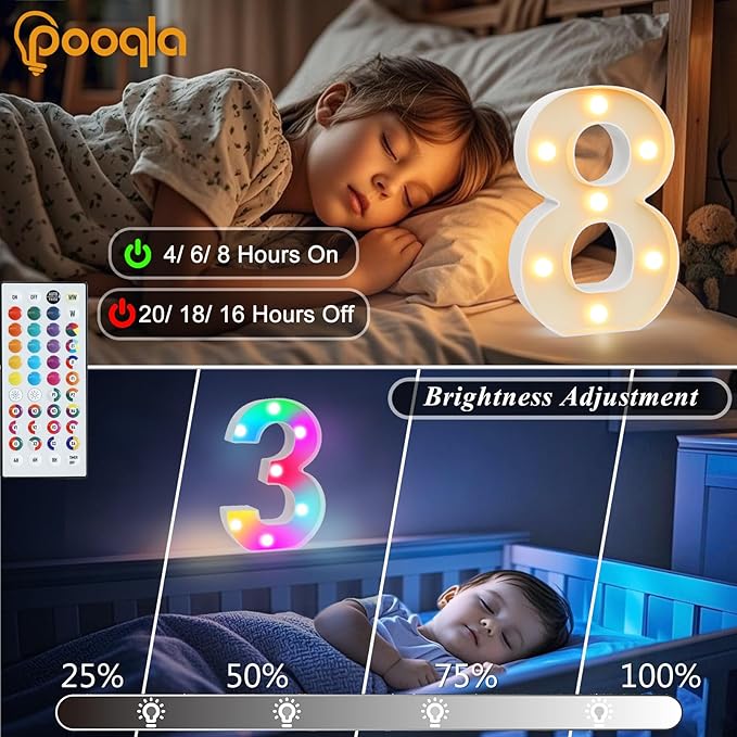 Pooqla 15th Birthday Decorations for Girls Boys, 35 Colors LED Light Up Numbers with Remote, Multicolor Marquee Numbers 15 Sign for Teen Party Anniversary Wedding Decor 15th Birthday Gift, Number 15
