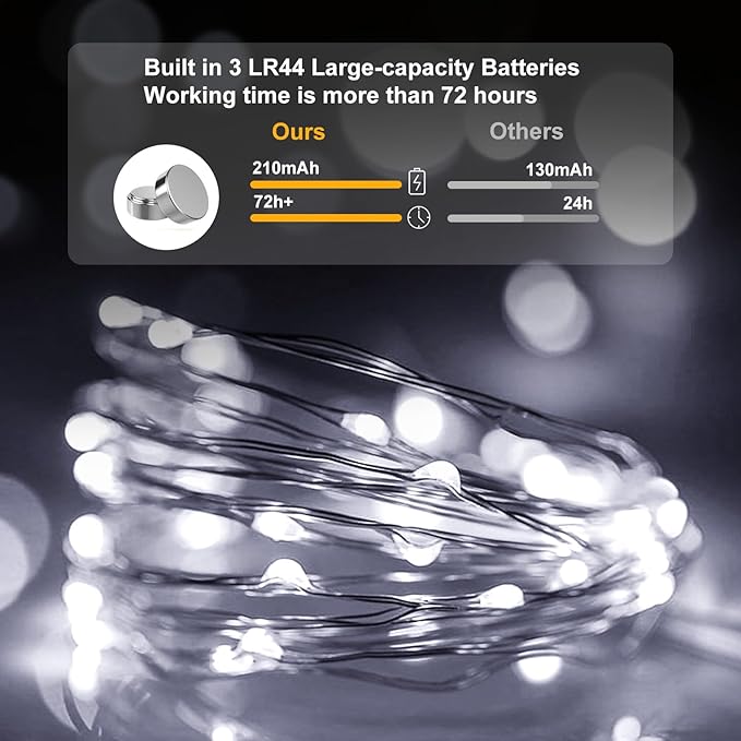 pozzolanas 8 Pack White Battery Operated String Lights - 7ft Waterproof Fairy Lights with 20 LEDs for Home, Mason Jar, Party, Wedding, Halloween, Christmas Decorations
