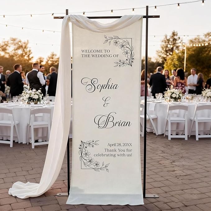 Personalized Fabric Wedding Welcome Sign, Cotton Linen Banner - Image 2