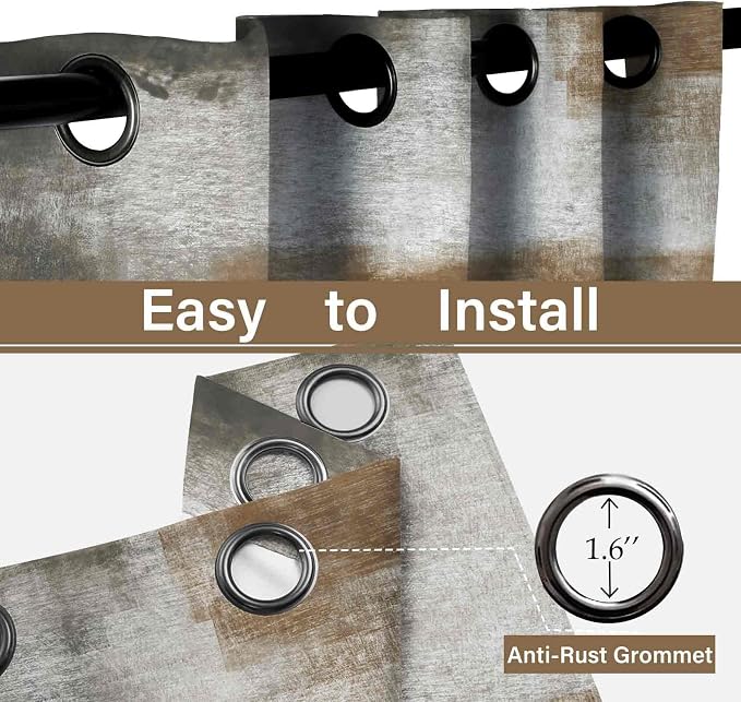 Asuexpect Abstract Curtains for Living Room 2 Panels Abstract Rust Curtain Room - Image 6