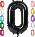 Number 0 Balloons Birthday Decorations, 40In Black Balloons by Mluchee