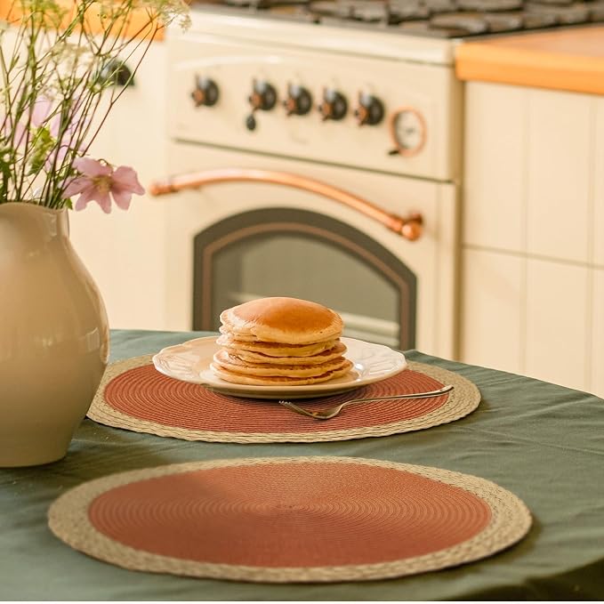 Noctiflorous Braided Round Placemats Set of 8, 15 Inch Woven Table Mats - Image 6
