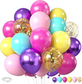 Pink Purple Blue Balloon Set, 12inch Hot Pink Yellow Purple Teal Gold Metallic by BIAPIAN
