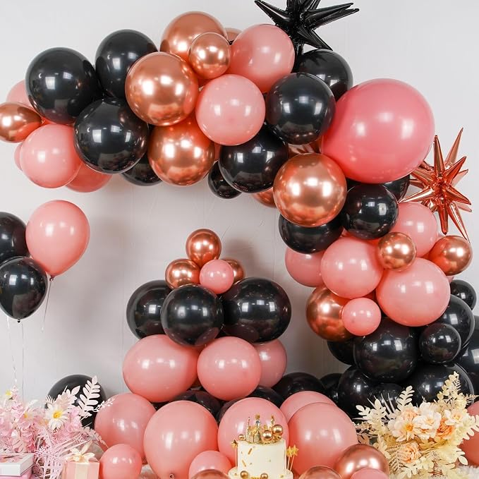 Dusty Pink and Black Balloon Arch, Blush Pink Balloon Garland - Image 3