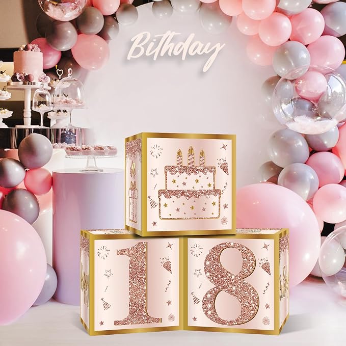 Guiruiy 3Pcs 18th Birthday Decorations Balloon Gift Boxes - Image 4