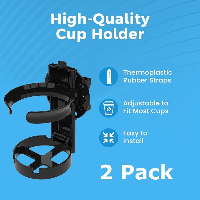 Easy Walker Cup Holder 2 Pk for Rollator, Wheelchair or Scooter, Adjustable - Image 3