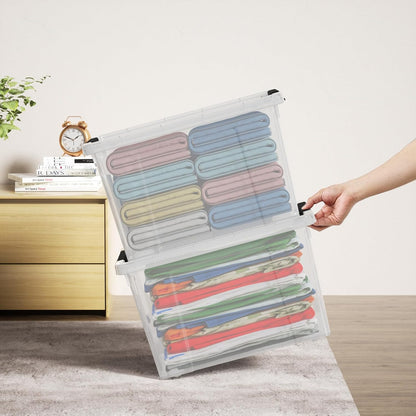 22 Qt Latching Storage Box, Stackable Bin with Latch Lid, Plastic Storage Container Tote, Clear, 4-Pack