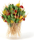 Bamboo Cocktail Picks 200 Pack – Tropical Fruit Toothpicks 4.7 Inch Cocktail by PARTYHIPPO