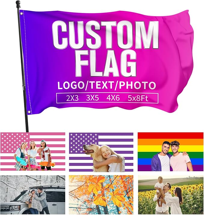 Custom Flag with Picture, Personalized Funny Flags Design Your Own Image Logo by PKONE